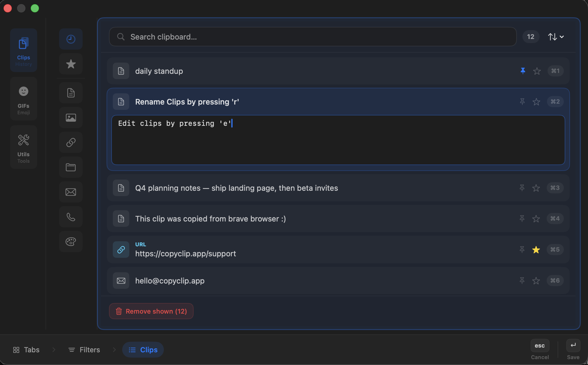 CopyClip — Tidy up before you paste